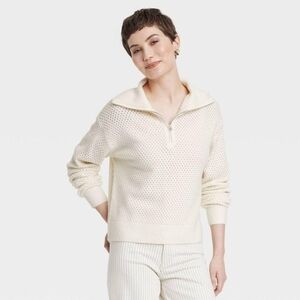 Women's Quarter Zip Collared Pull Over Sweater XL